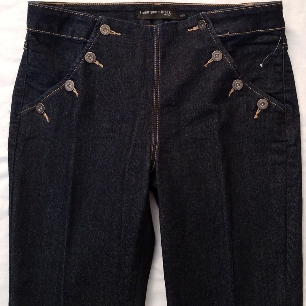 RUE 21 High-Rise Dark Wash Blue Denim Sailor Jeans